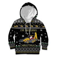 Im Digging Christmas Kid Hoodie Tractor Santa Claus DT04 - Wonder Print Shop