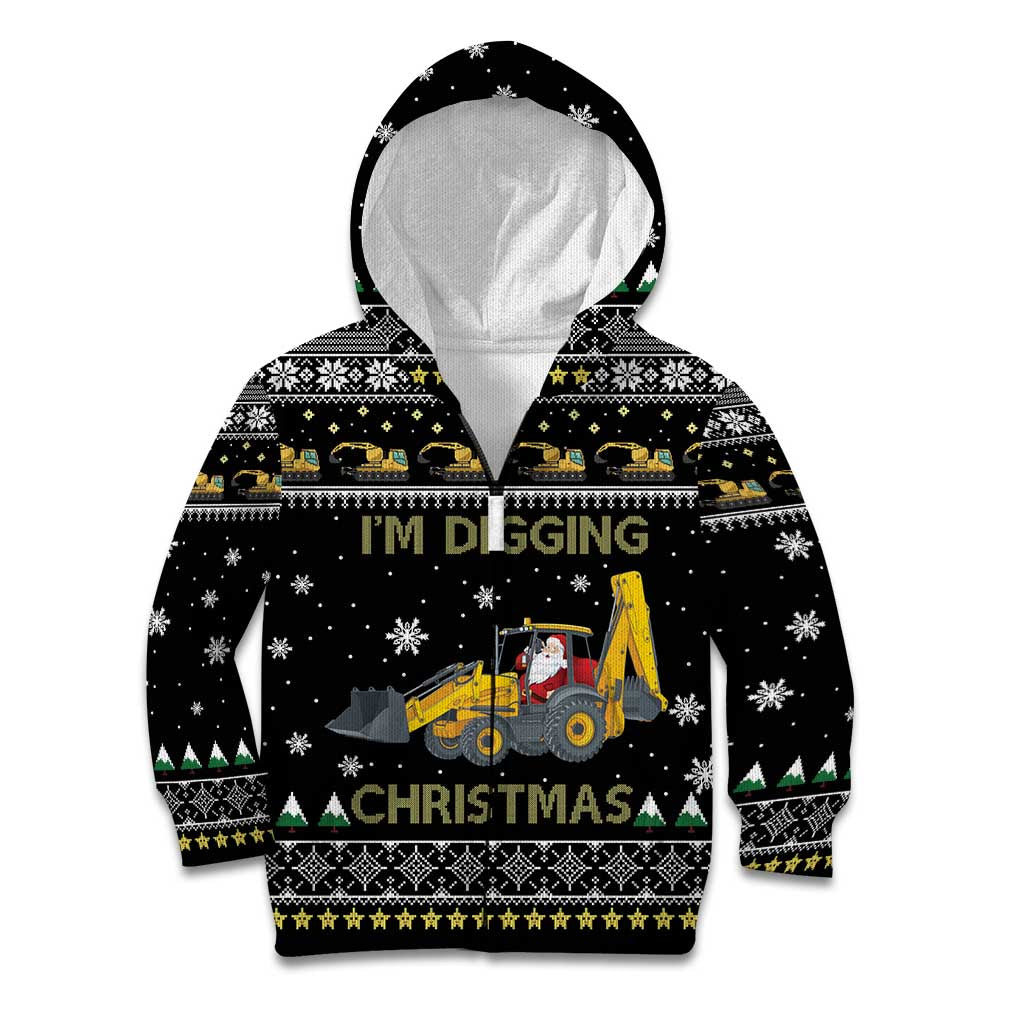 Im Digging Christmas Kid Hoodie Tractor Santa Claus DT04 - Wonder Print Shop