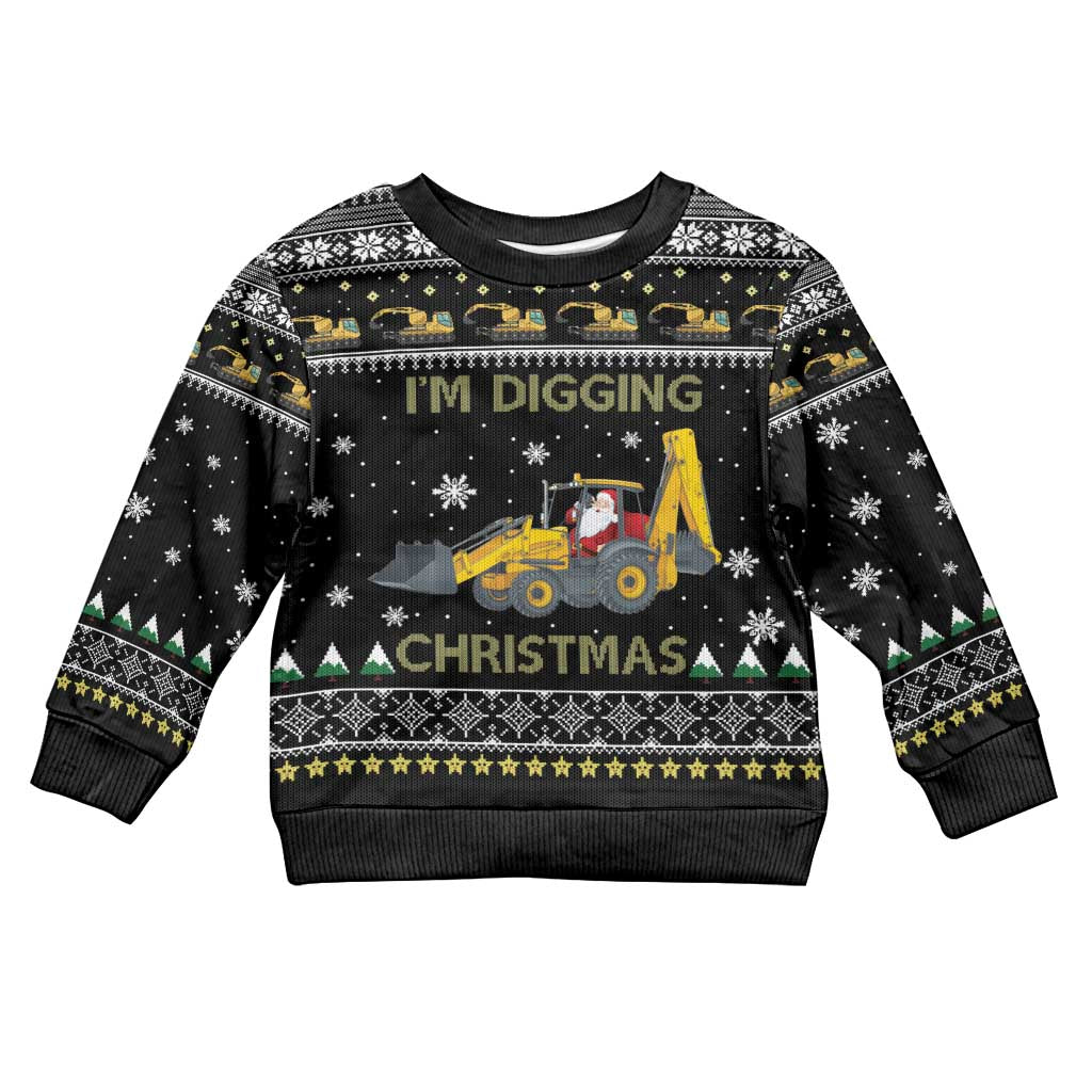 Im Digging Christmas Kid Ugly Christmas Sweater Tractor Santa Claus DT04 - Wonder Print Shop