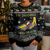 Im Digging Christmas Kid Ugly Christmas Sweater Tractor Santa Claus DT04 - Wonder Print Shop