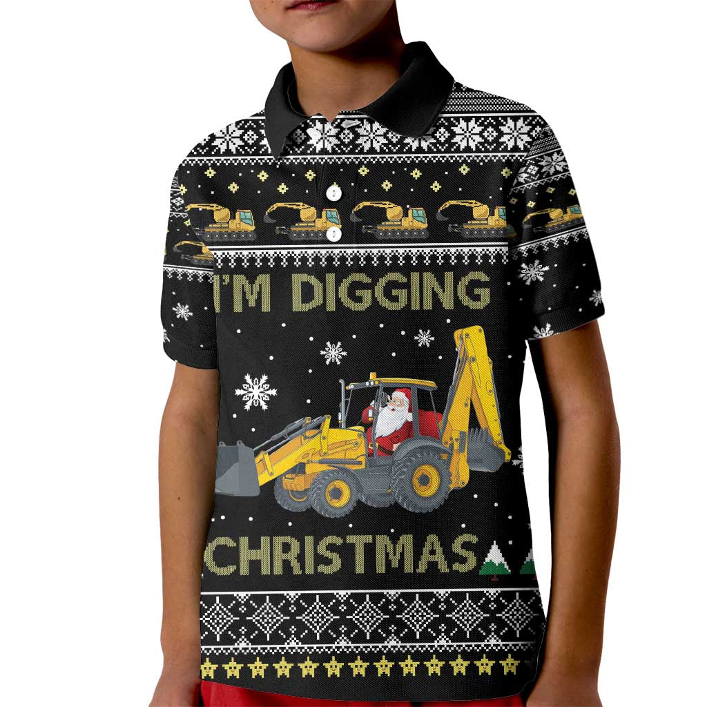 Im Digging Christmas Kid Polo Shirt Tractor Santa Claus DT04 - Wonder Print Shop
