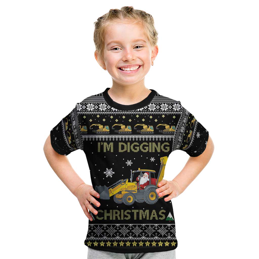 Im Digging Christmas Kid T Shirt Tractor Santa Claus DT04 - Wonder Print Shop