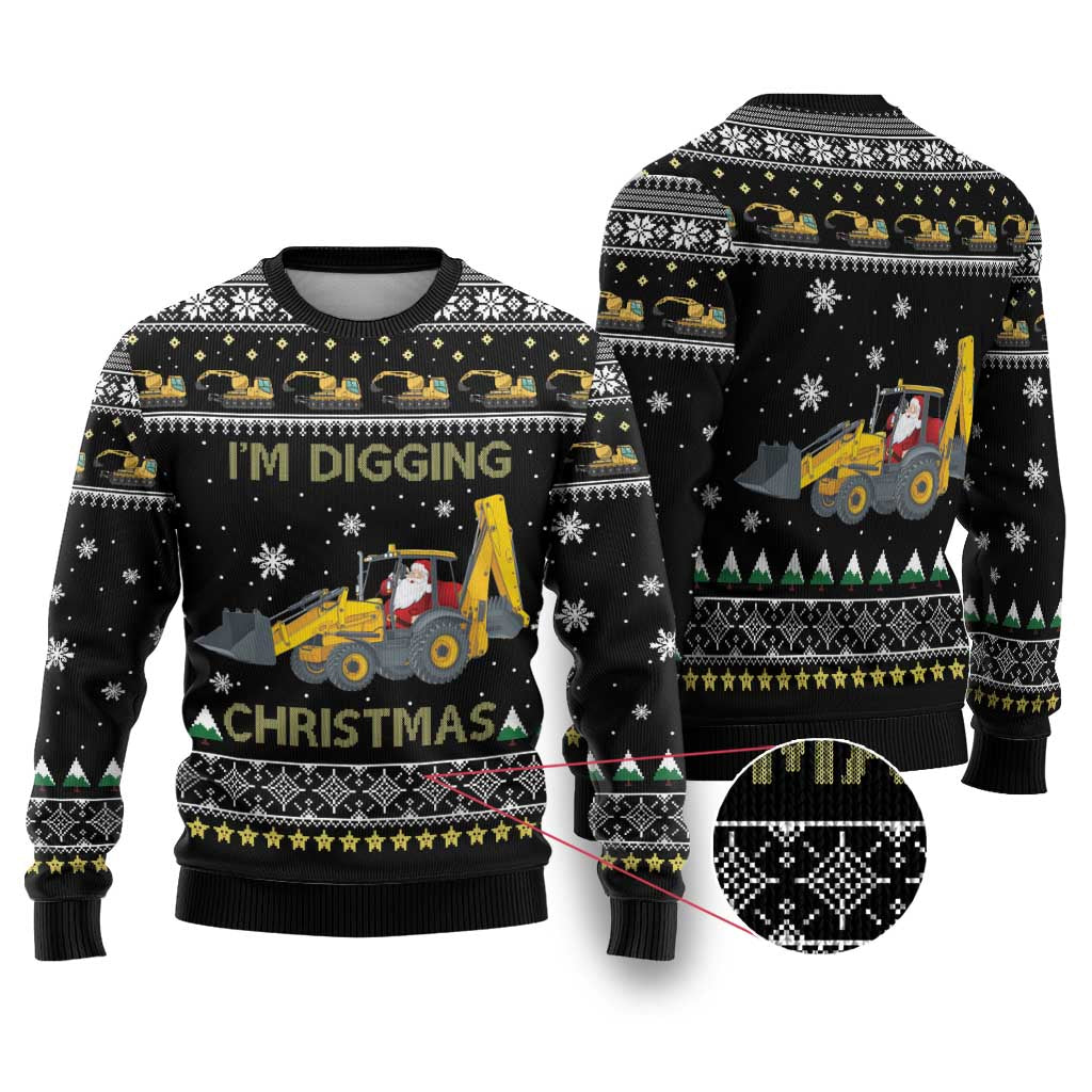 Im Digging Christmas Ugly Christmas Sweater Tractor Santa Claus DT04 - Wonder Print Shop