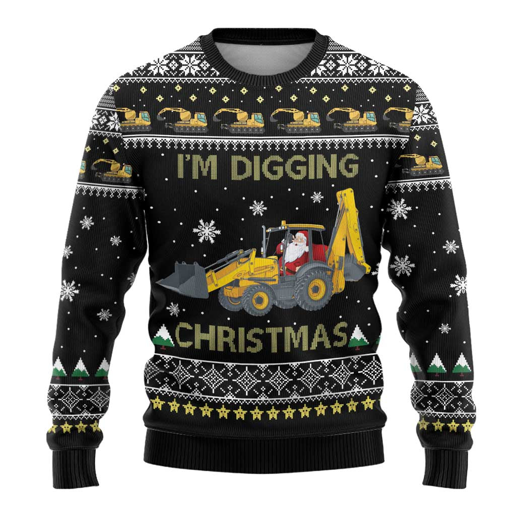 Im Digging Christmas Ugly Christmas Sweater Tractor Santa Claus DT04 - Wonder Print Shop