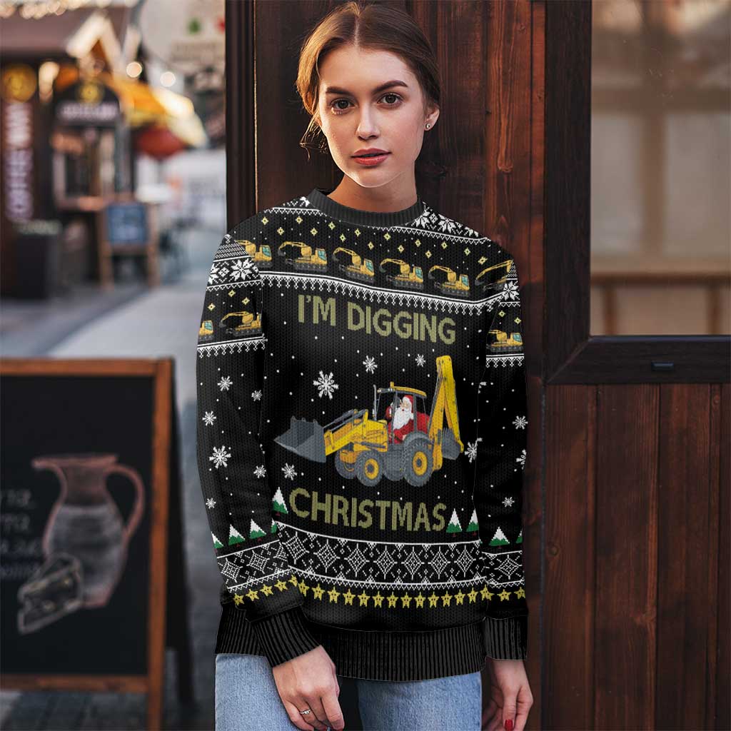 Im Digging Christmas Ugly Christmas Sweater Tractor Santa Claus DT04 - Wonder Print Shop