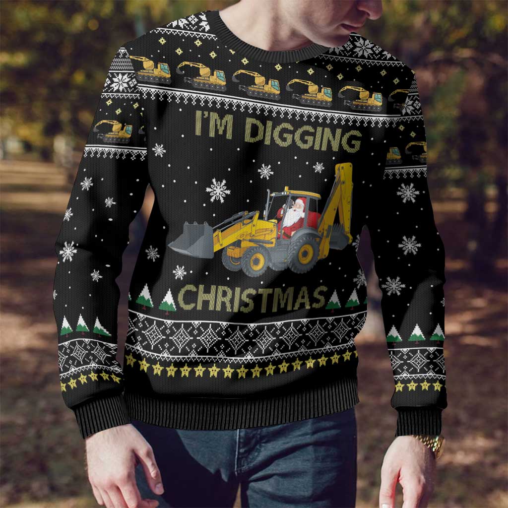 Im Digging Christmas Ugly Christmas Sweater Tractor Santa Claus DT04 - Wonder Print Shop
