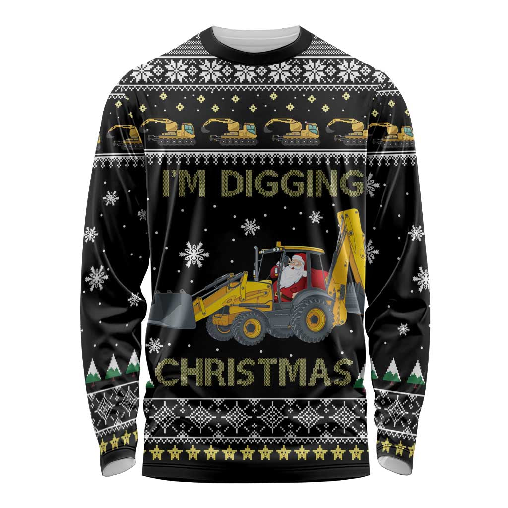 Im Digging Christmas Long Sleeve Shirt Tractor Santa Claus DT04 - Wonder Print Shop