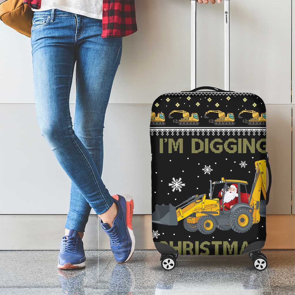 Im Digging Christmas Luggage Cover Tractor Santa Claus DT04 - Wonder Print Shop