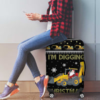 Im Digging Christmas Luggage Cover Tractor Santa Claus DT04 - Wonder Print Shop