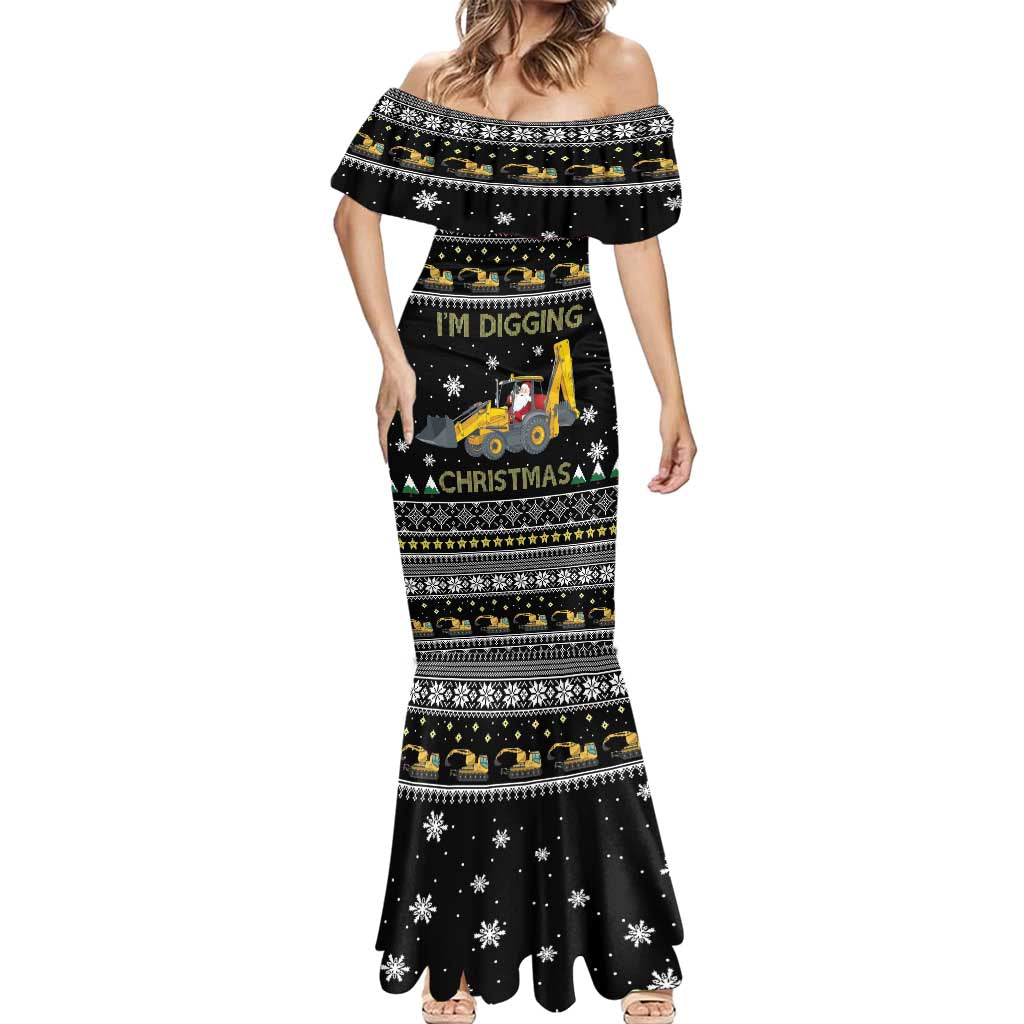 Im Digging Christmas Mermaid Dress Tractor Santa Claus DT04 - Wonder Print Shop