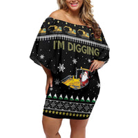 Im Digging Christmas Off Shoulder Short Dress Tractor Santa Claus DT04 - Wonder Print Shop