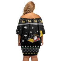 Im Digging Christmas Off Shoulder Short Dress Tractor Santa Claus DT04 - Wonder Print Shop