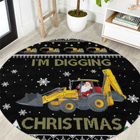 Im Digging Christmas Round Carpet Tractor Santa Claus