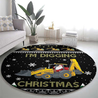 Im Digging Christmas Round Carpet Tractor Santa Claus