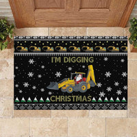 Im Digging Christmas Rubber Doormat Tractor Santa Claus DT04 - Wonder Print Shop