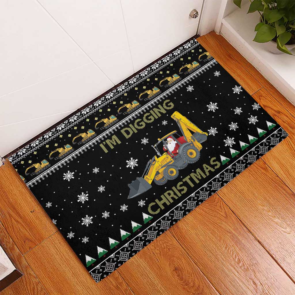 Im Digging Christmas Rubber Doormat Tractor Santa Claus DT04 - Wonder Print Shop