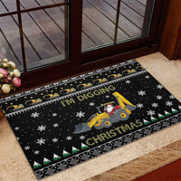 Im Digging Christmas Rubber Doormat Tractor Santa Claus DT04 - Wonder Print Shop