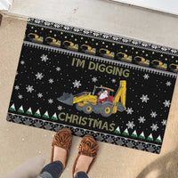 Im Digging Christmas Rubber Doormat Tractor Santa Claus DT04 - Wonder Print Shop