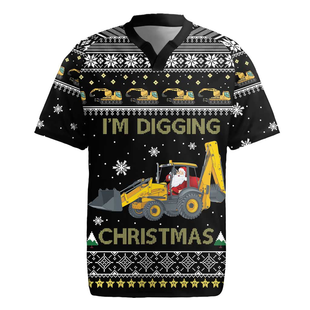 Im Digging Christmas Rugby Jersey Tractor Santa Claus DT04 - Wonder Print Shop