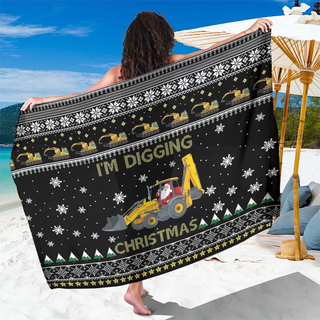 Im Digging Christmas Sarong Tractor Santa Claus DT04 - Wonder Print Shop