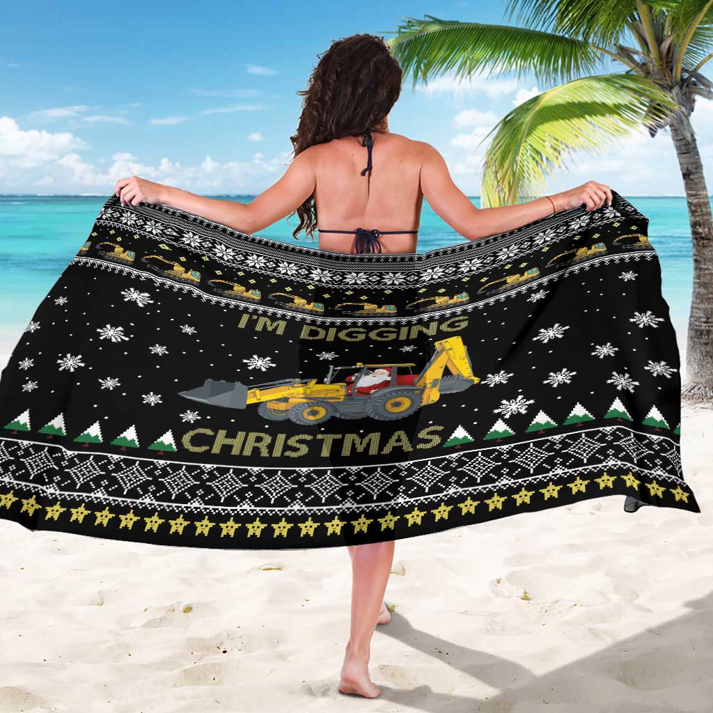 Im Digging Christmas Sarong Tractor Santa Claus DT04 - Wonder Print Shop