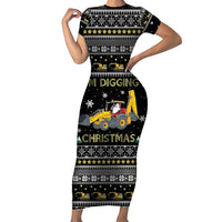 Im Digging Christmas Short Sleeve Bodycon Dress Tractor Santa Claus DT04 - Wonder Print Shop