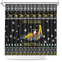 Im Digging Christmas Shower Curtain Tractor Santa Claus