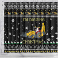 Im Digging Christmas Shower Curtain Tractor Santa Claus
