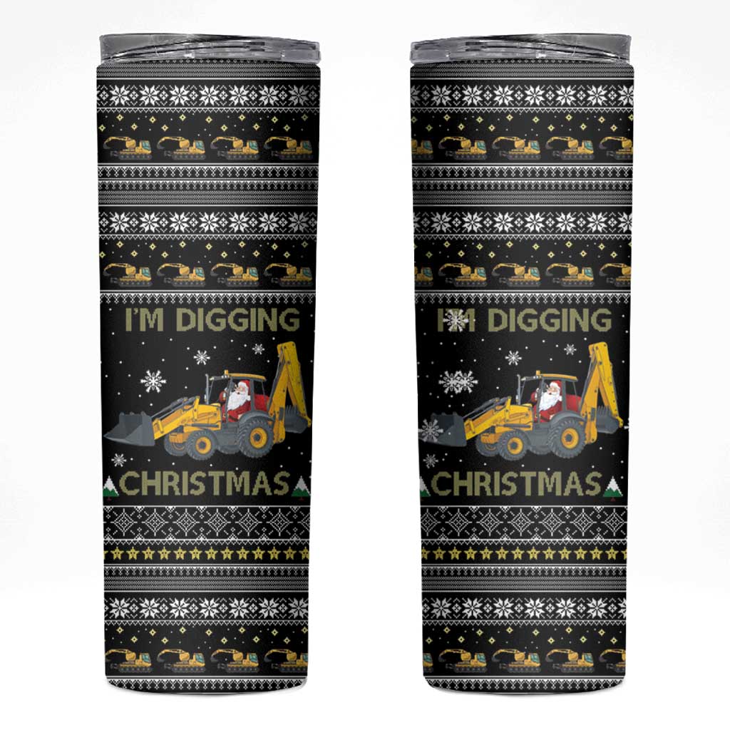 Im Digging Christmas Skinny Tumbler Tractor Santa Claus DT04 - Wonder Print Shop
