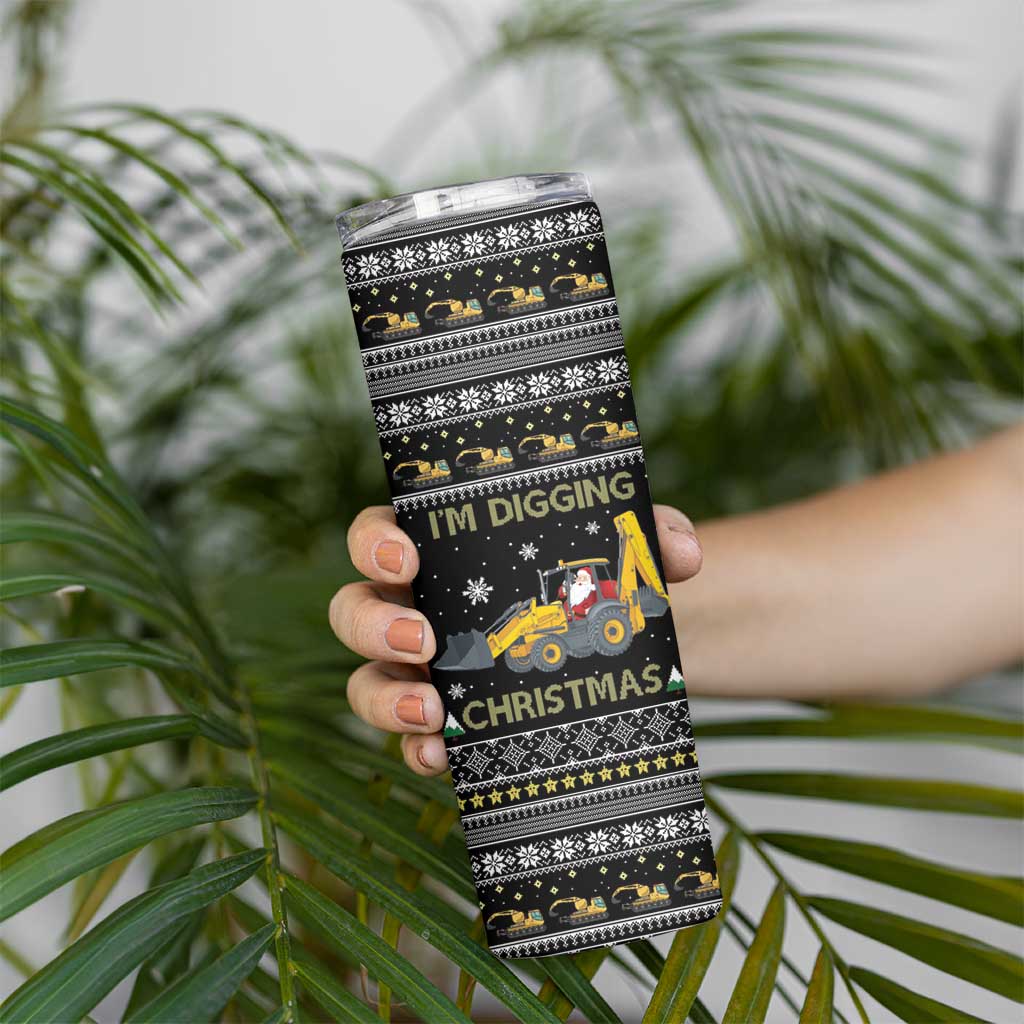 Im Digging Christmas Skinny Tumbler Tractor Santa Claus DT04 - Wonder Print Shop