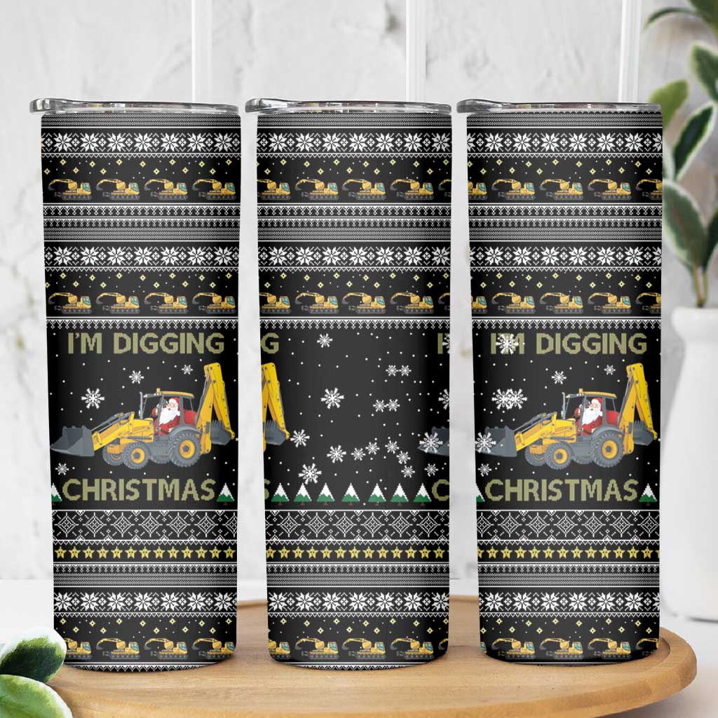 Im Digging Christmas Skinny Tumbler Tractor Santa Claus DT04 - Wonder Print Shop