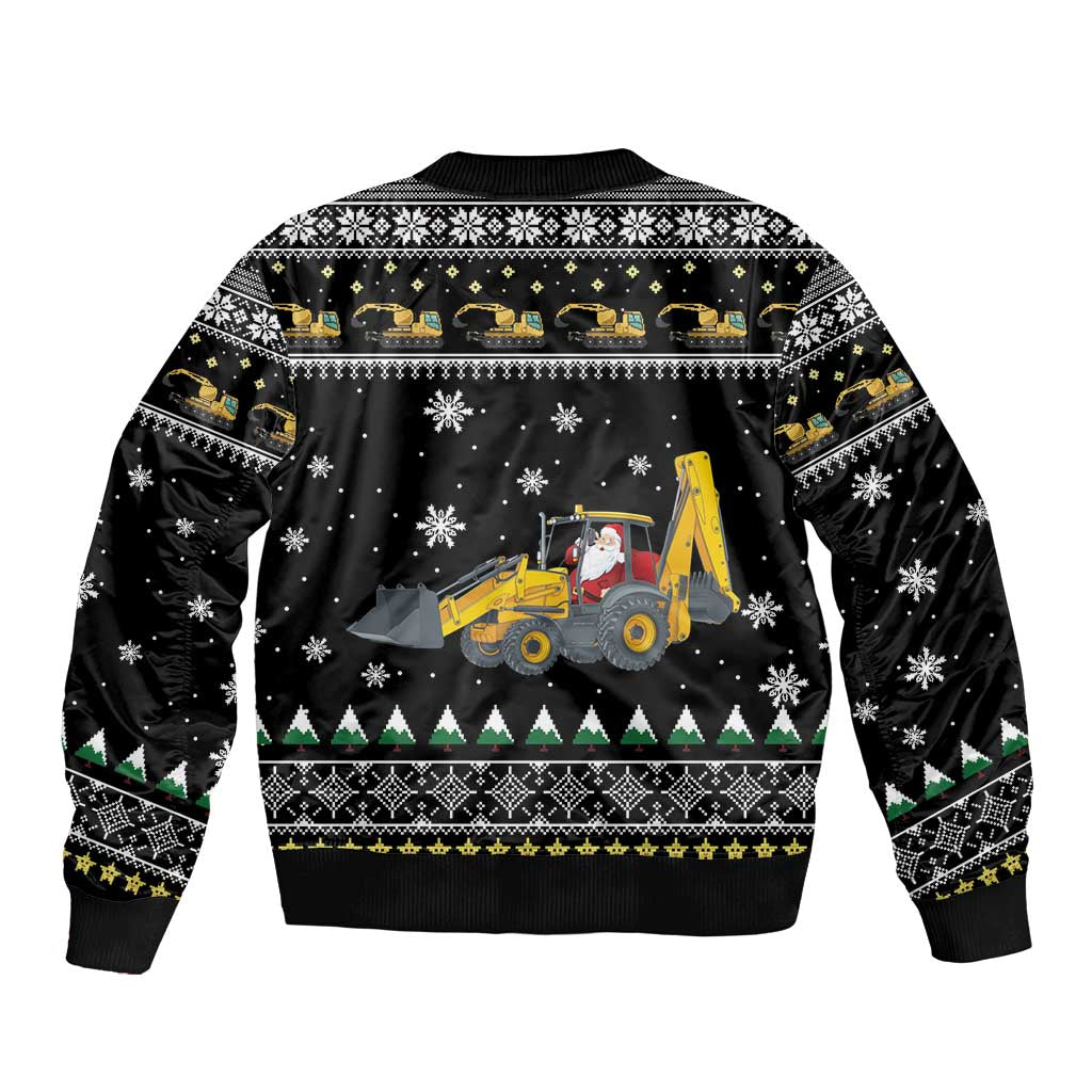 Im Digging Christmas Sleeve Zip Bomber Jacket Tractor Santa Claus DT04 - Wonder Print Shop