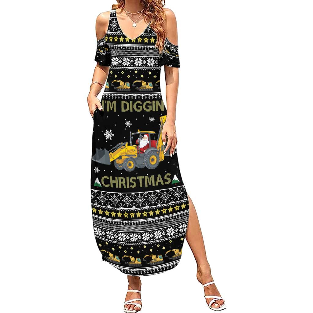 Im Digging Christmas Summer Maxi Dress Tractor Santa Claus DT04 - Wonder Print Shop