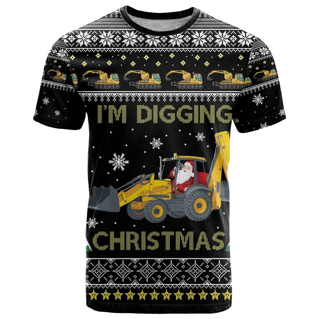 Im Digging Christmas T Shirt Tractor Santa Claus DT04 - Wonder Print Shop