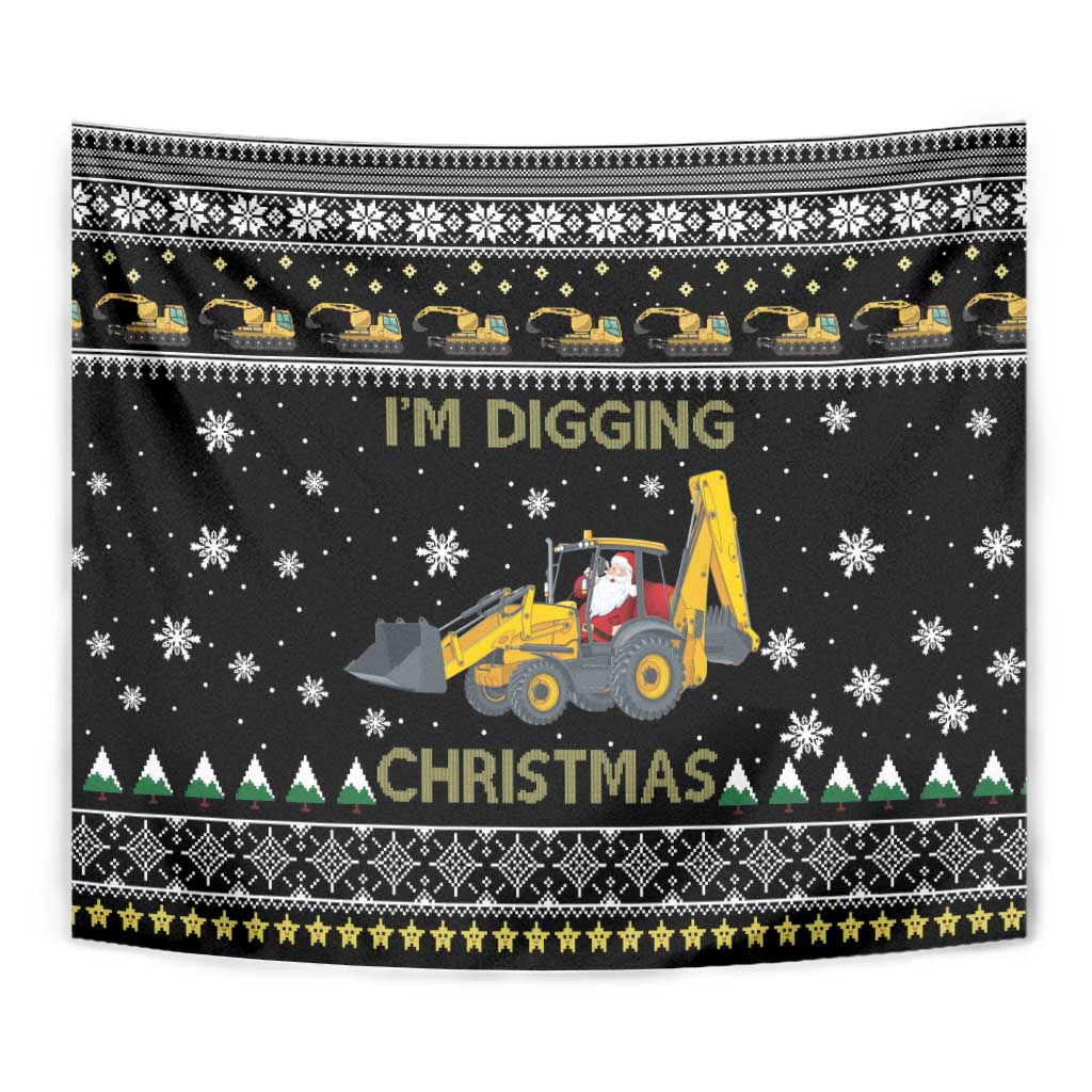 Im Digging Christmas Tapestry Tractor Santa Claus DT04 - Wonder Print Shop