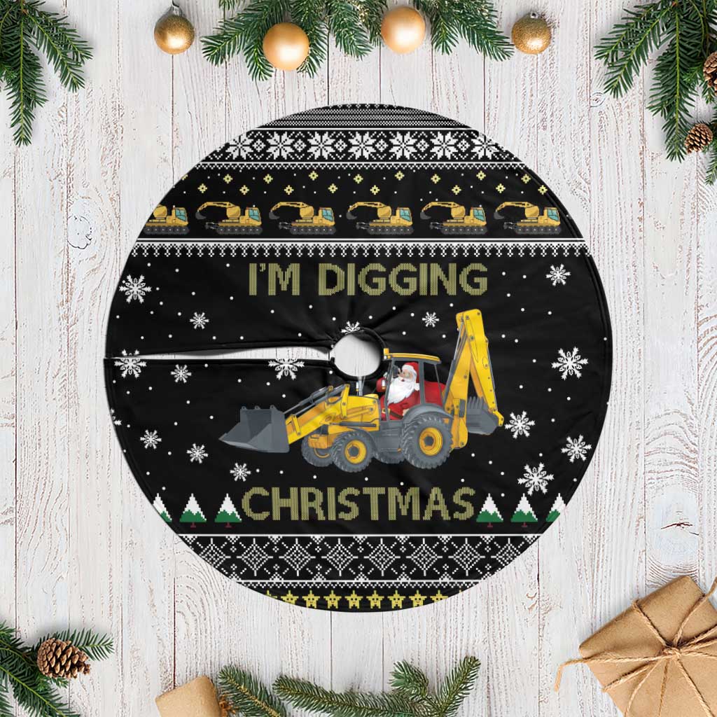 Im Digging Christmas Tree Skirt Tractor Santa Claus DT04 - Wonder Print Shop