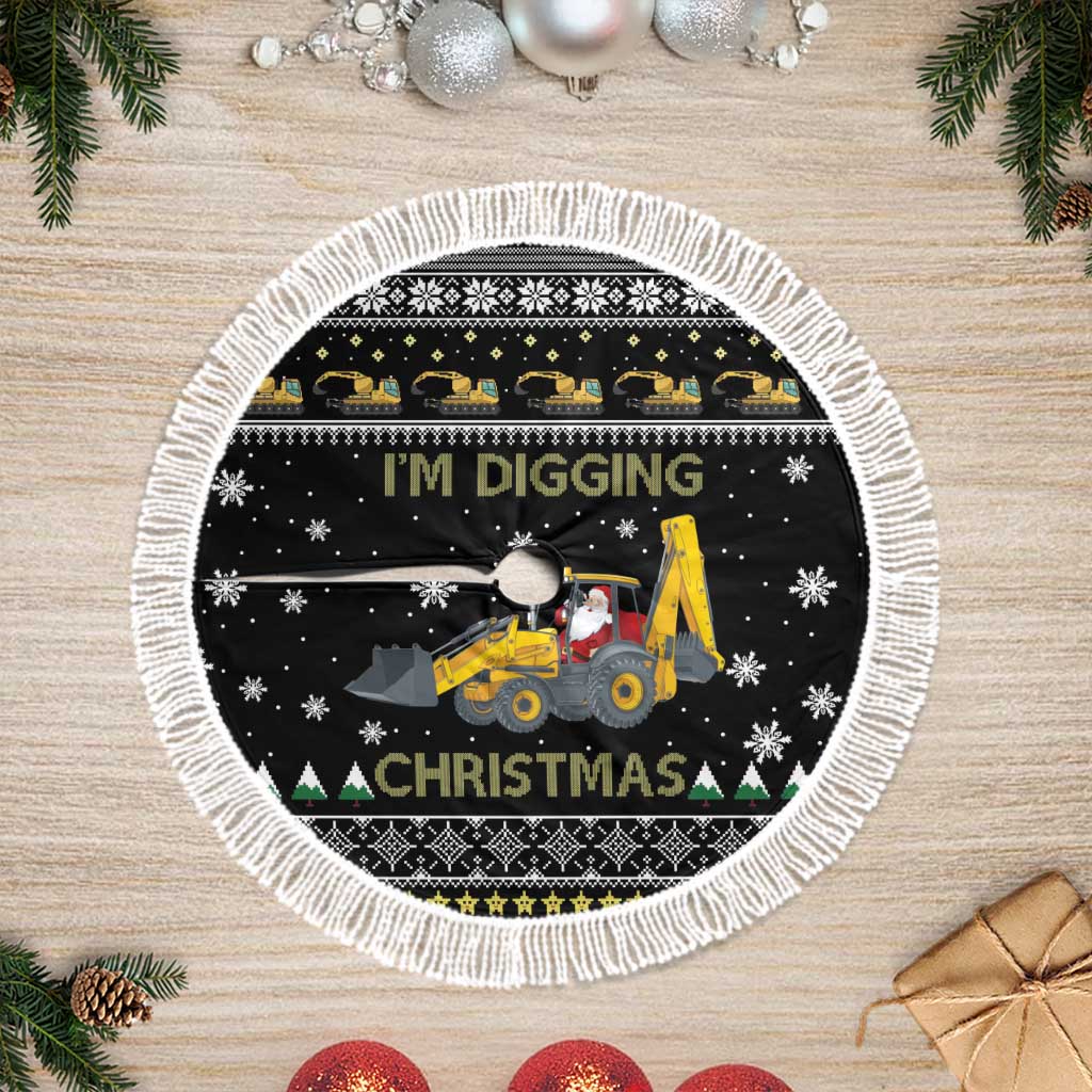 Im Digging Christmas Tree Skirt Tractor Santa Claus DT04 - Wonder Print Shop