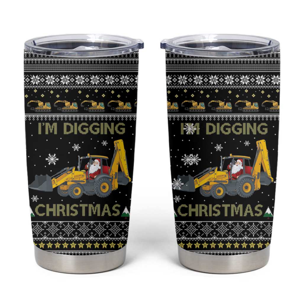 Im Digging Christmas Tumbler Cup Tractor Santa Claus DT04 - Wonder Print Shop