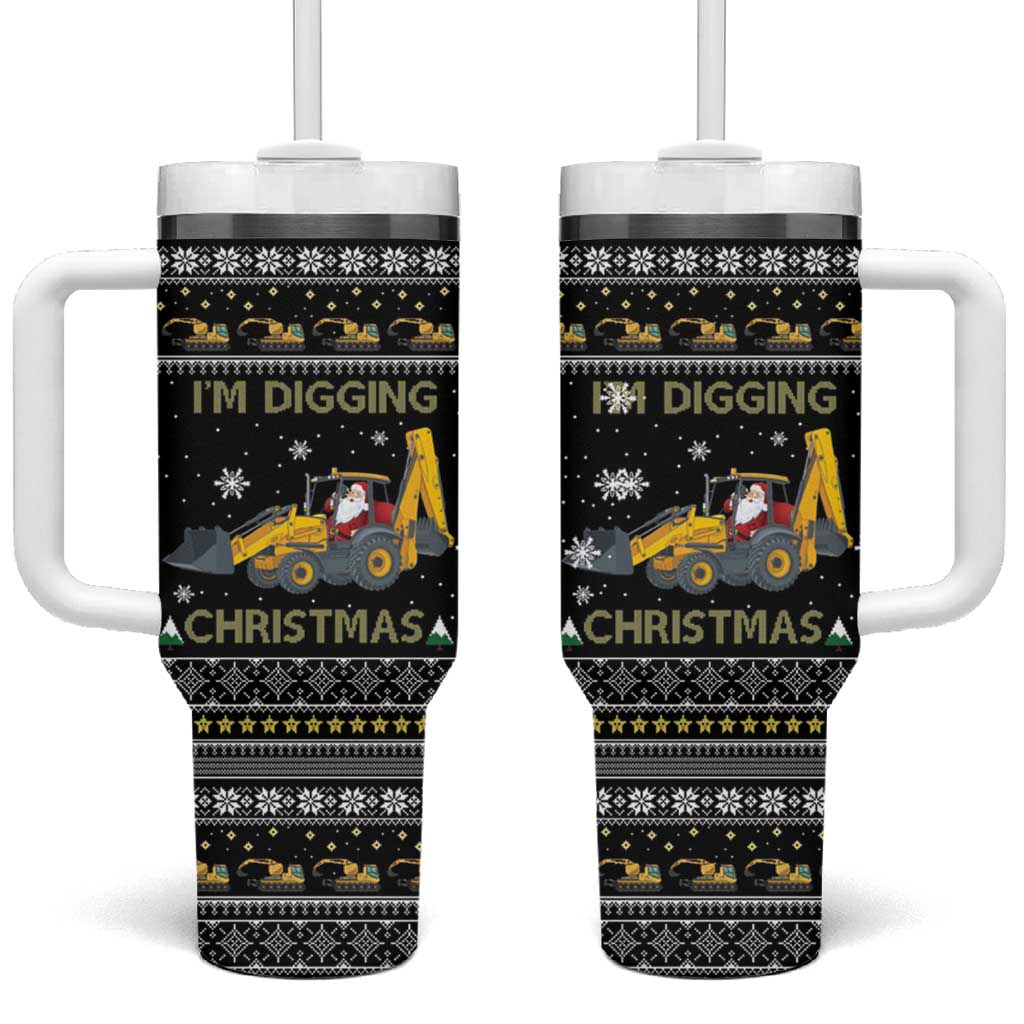 Im Digging Christmas Tumbler With Handle Tractor Santa Claus DT04 - Wonder Print Shop
