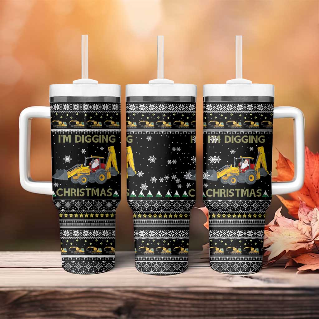 Im Digging Christmas Tumbler With Handle Tractor Santa Claus DT04 - Wonder Print Shop