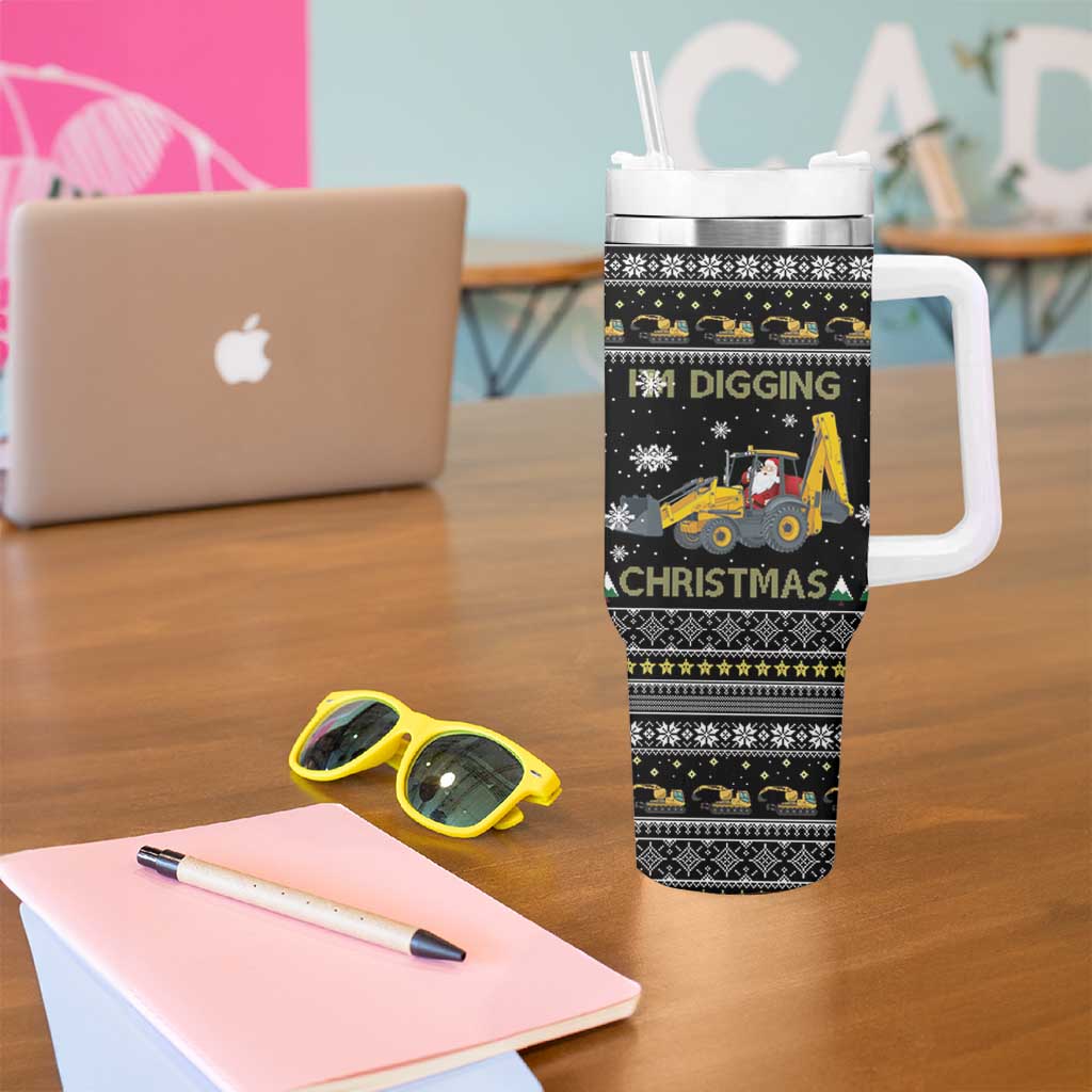 Im Digging Christmas Tumbler With Handle Tractor Santa Claus DT04 - Wonder Print Shop