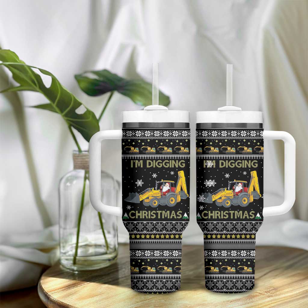 Im Digging Christmas Tumbler With Handle Tractor Santa Claus DT04 - Wonder Print Shop