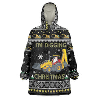 Im Digging Christmas Wearable Blanket Hoodie Tractor Santa Claus DT04 - Wonder Print Shop