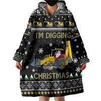 Im Digging Christmas Wearable Blanket Hoodie Tractor Santa Claus DT04 - Wonder Print Shop