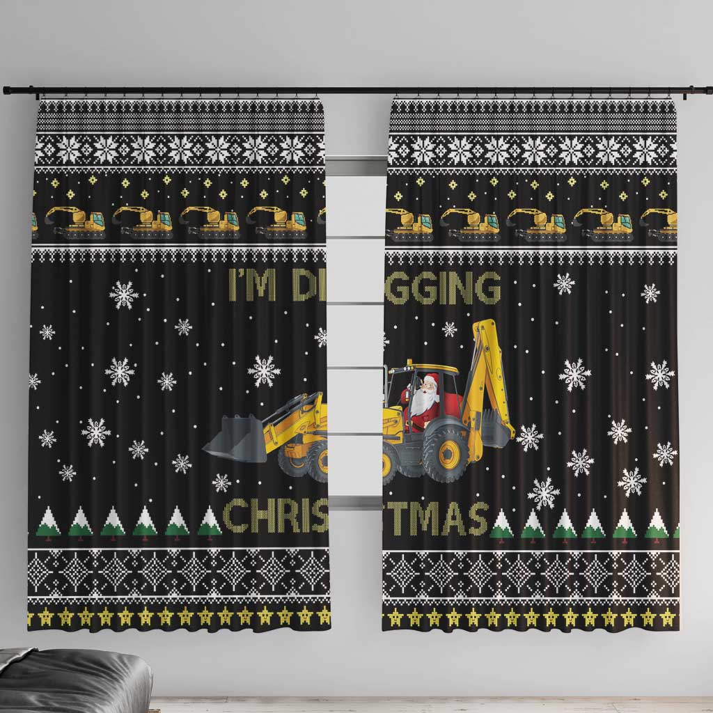 Im Digging Christmas Window Curtain Tractor Santa Claus DT04 - Wonder Print Shop