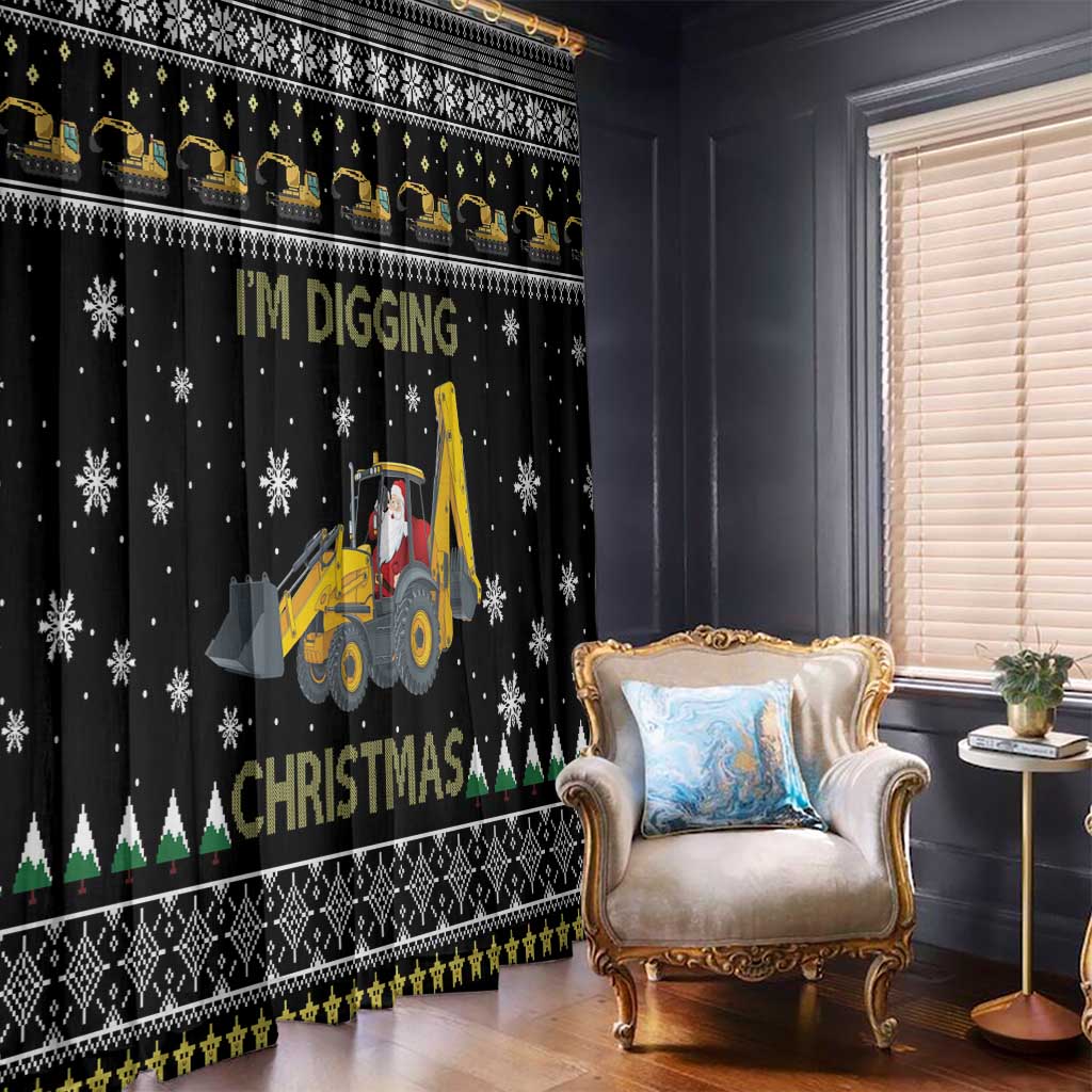 Im Digging Christmas Window Curtain Tractor Santa Claus DT04 - Wonder Print Shop