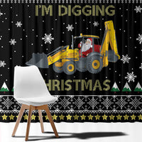 Im Digging Christmas Window Curtain Tractor Santa Claus DT04 - Wonder Print Shop