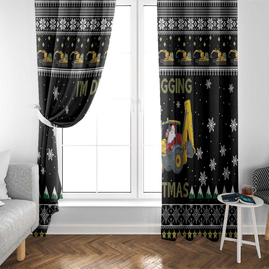 Im Digging Christmas Window Curtain Tractor Santa Claus DT04 - Wonder Print Shop