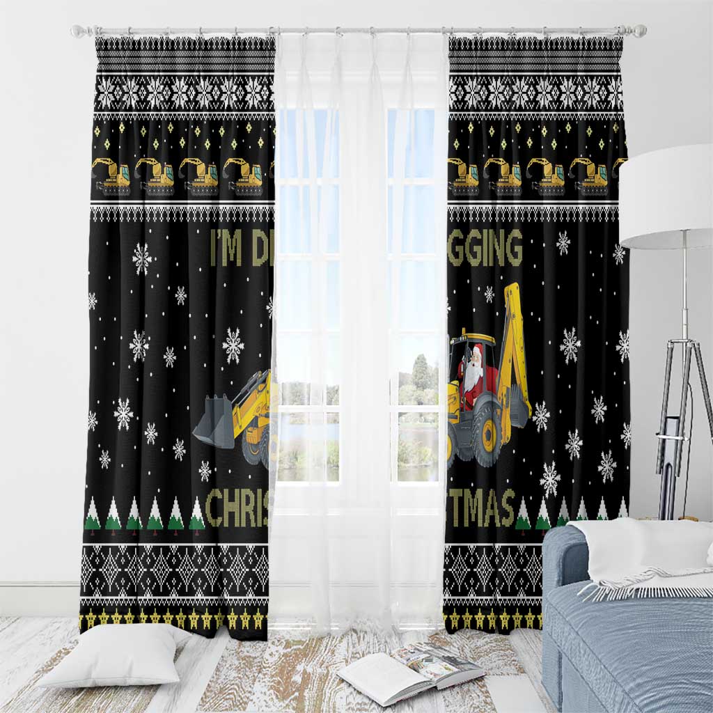 Im Digging Christmas Window Curtain Tractor Santa Claus DT04 - Wonder Print Shop