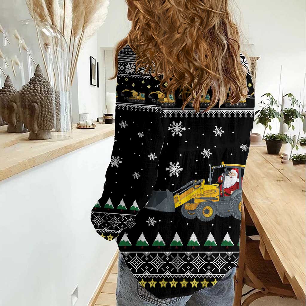 Im Digging Christmas Women Casual Shirt Tractor Santa Claus DT04 - Wonder Print Shop
